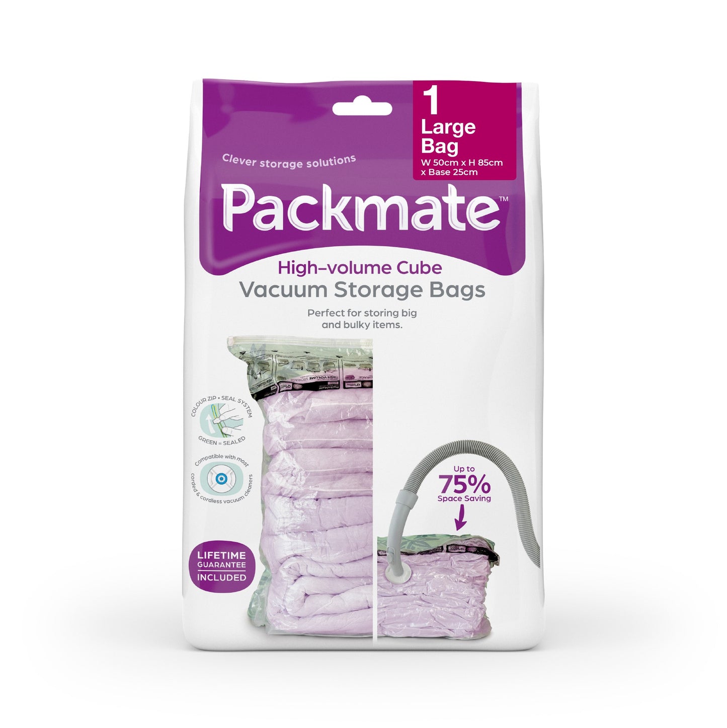 Packmate LARGE Gusset Base Vacuum Storage Bags (50x80 with 12.5cm base)