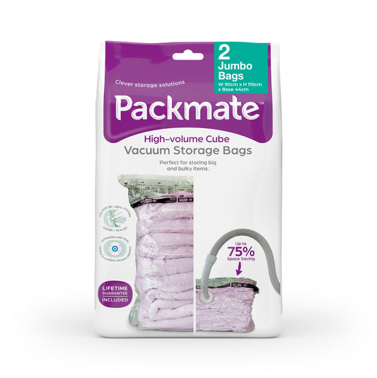 Packmate 2pc JUMBO Gusset Base Vacuum Storage Bags (90x110x22cm base)