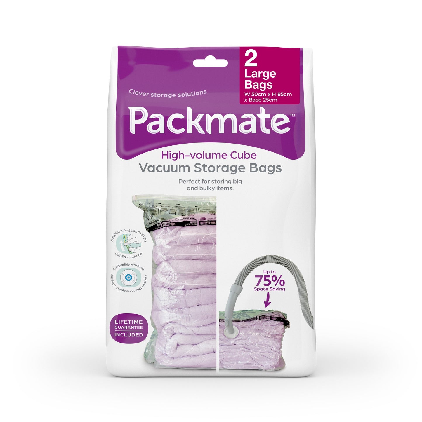 Packmate LARGE Gusset Base Vacuum Storage Bags (50x80 with 12.5cm base)