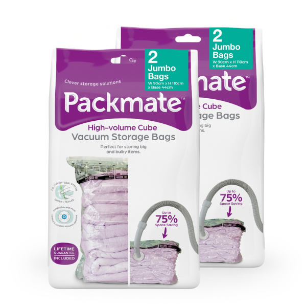 Packmate 2pc JUMBO Gusset Base Vacuum Storage Bags (90x110x22cm base)