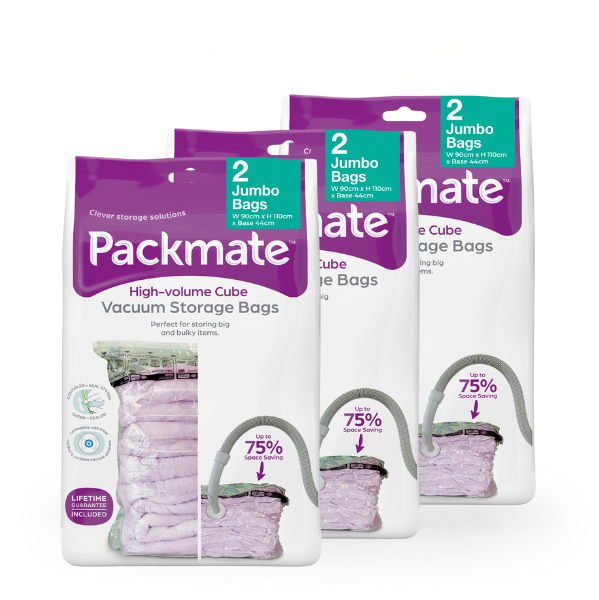 Packmate 2pc JUMBO Gusset Base Vacuum Storage Bags (90x110x22cm base)