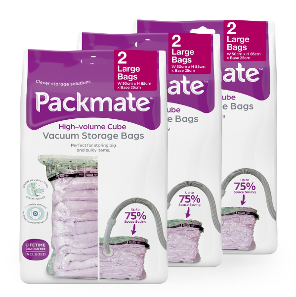 Packmate LARGE Gusset Base Vacuum Storage Bags (50x80 with 12.5cm base)
