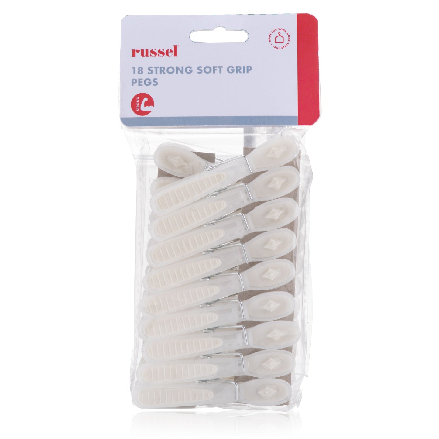 Set of 18 White Soft Grip Pegs