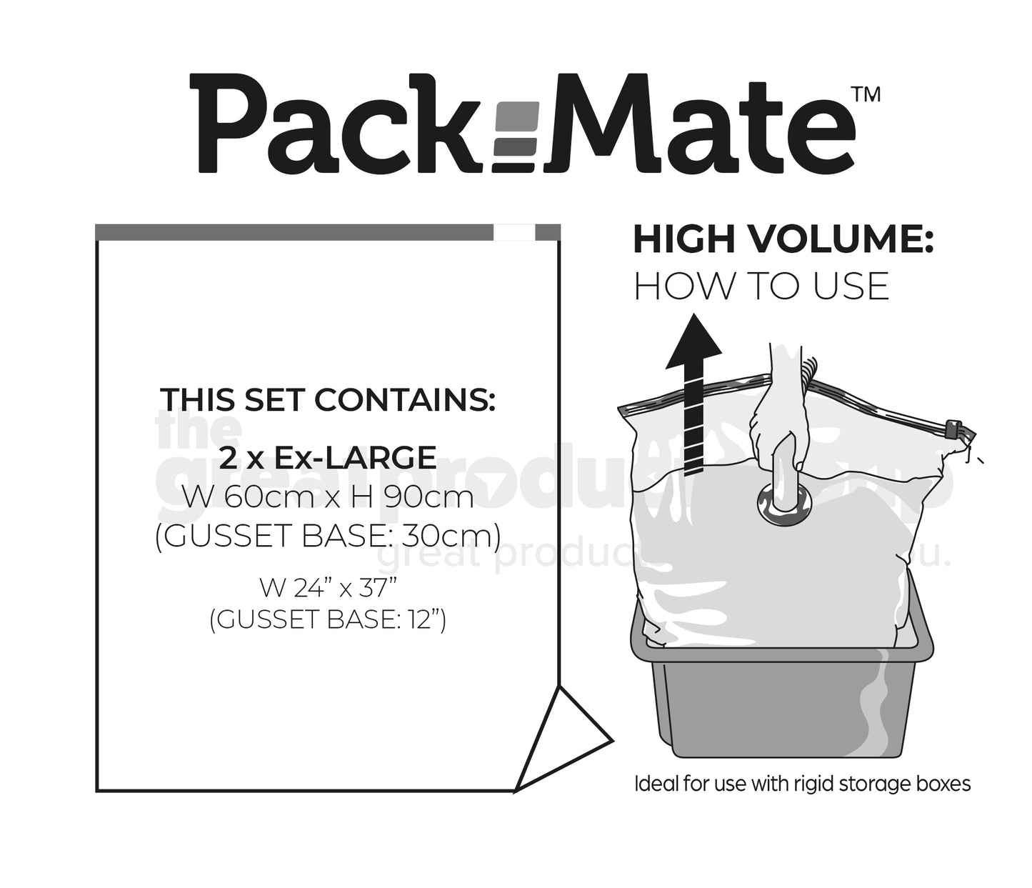 Packmate EXTRA LARGE Gusset Base Vacuum Storage Bags (60x90 with 15cm base)