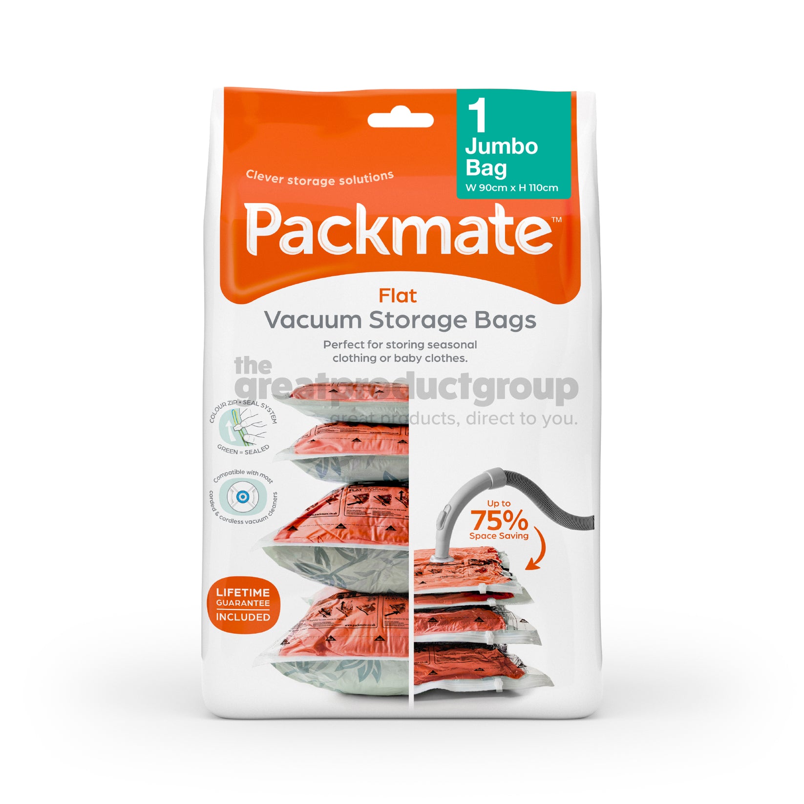 Packmate 2pc Jumbo Flat Space Saving Vacuum Storage Bags packmate