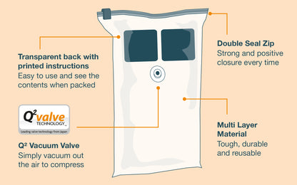 Packmate 6pc BUMPER Flat Vacuum Storage Bag Set - 2 L, 2 XL, 2 J